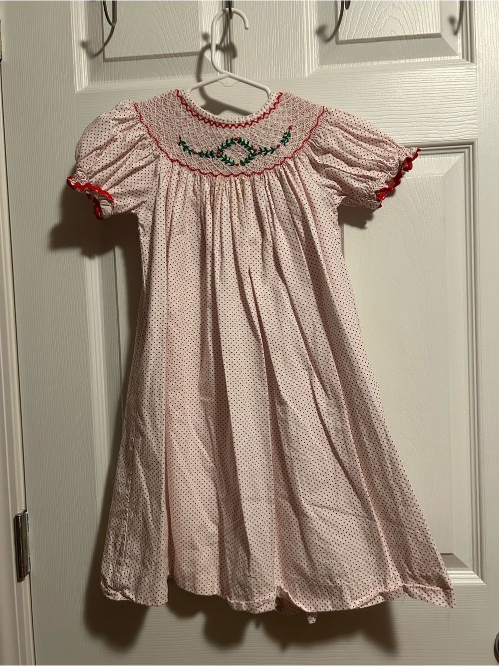 Girls Christmas Smocked Dress